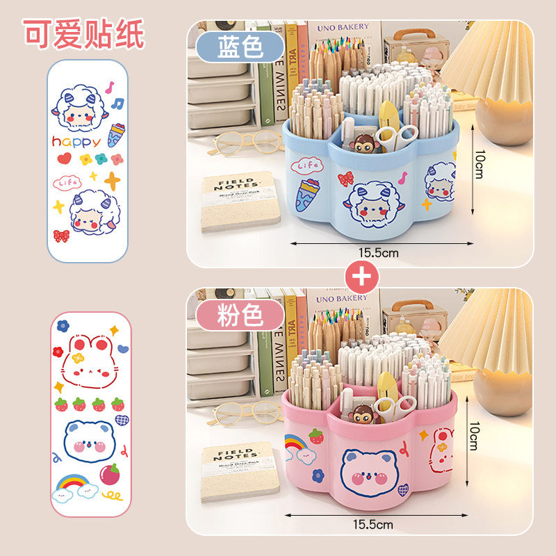 Multifunctional Rotating Pen Organizer with Ample Space for Books, This Desktop Stationery Storage Box Serves As a Pen Bucket And Holder, Featuring a High-Value Aesthetic