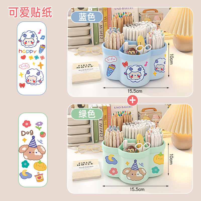 Multifunctional Rotating Pen Organizer with Ample Space for Books, This Desktop Stationery Storage Box Serves As a Pen Bucket And Holder, Featuring a High-Value Aesthetic