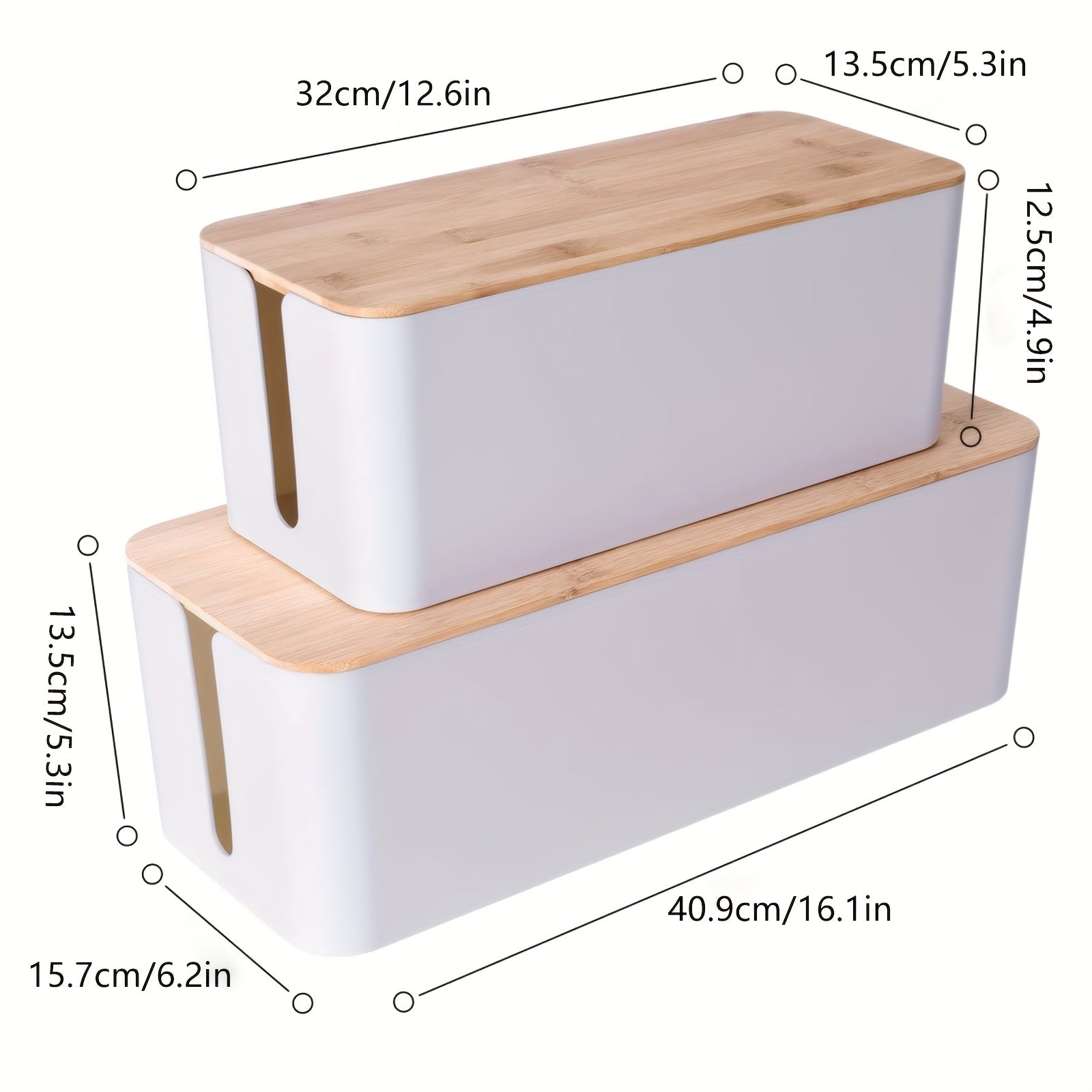 2 Pack Cable Management Box, Wooden Style Cord Management Box Cord Organizer And Cover For TV Wires, Computer, Router, USB Hub And Under Desk Power Strip, Safe ABS Materia