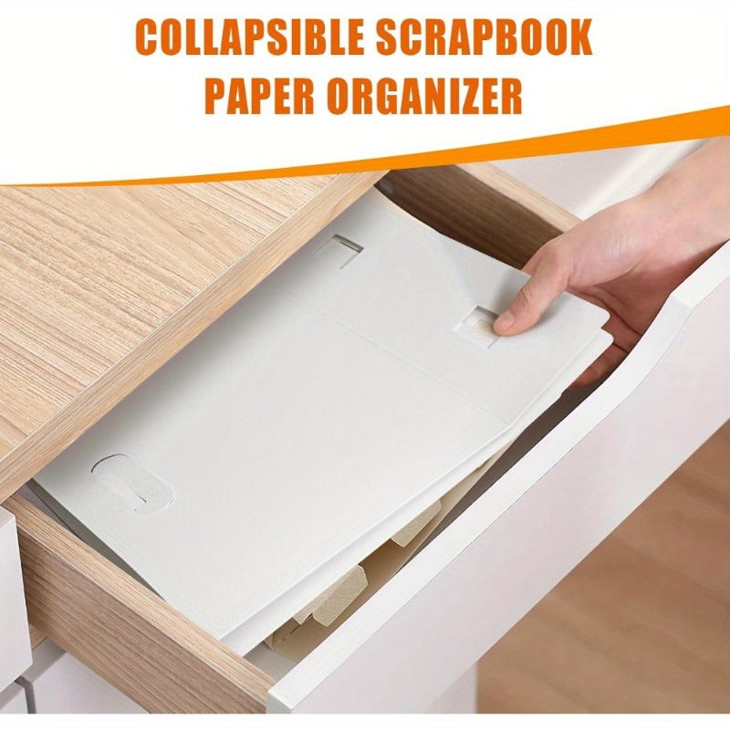 Set of Six White Plastic Boxes • with Foldable 12X12 Folders • Ideal for Organizing Scrapbooks, Crafting, Scrapbooking Storage