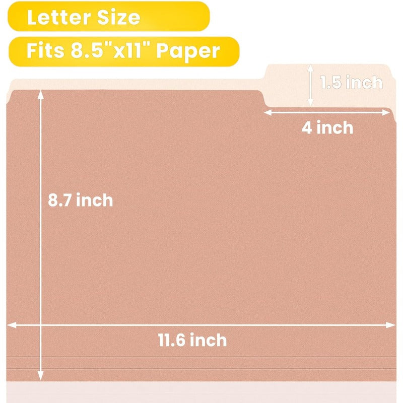 SUNEE 30-Pack Pastel Colored File Folders with Labeling Tabs - 8.5x11 Letter Size Durable PP Plastic-like Manilla Folders, 6 Soft Colors (Light, Mint Green, Pink, Lavender, ) for Home Office, School, Document Organization - Letter Size Compatible