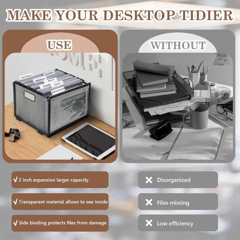10pcs Heavy Duty Hanging File Folders with 2-Inch Expansion Tabs & Black Insert Gasket - Extra Capacity Letter Size (A4\u002FA5\u002FA6\u002FA7\u002FA8) - Durable Plastic Filing Cabinet