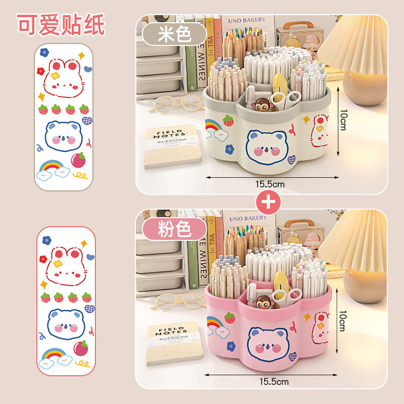 Multifunctional Rotating Pen Organizer with Ample Space for Books, This Desktop Stationery Storage Box Serves As a Pen Bucket And Holder, Featuring a High-Value Aesthetic