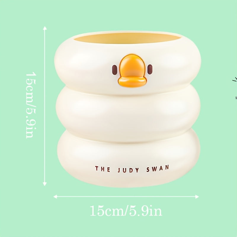 Ducky Pen Holder - Tall, With A Sleek Design, Suitable For Students. Large Capacity Cosmetic Brush Storage For The Desktop. Creative Office Decoration Piece.