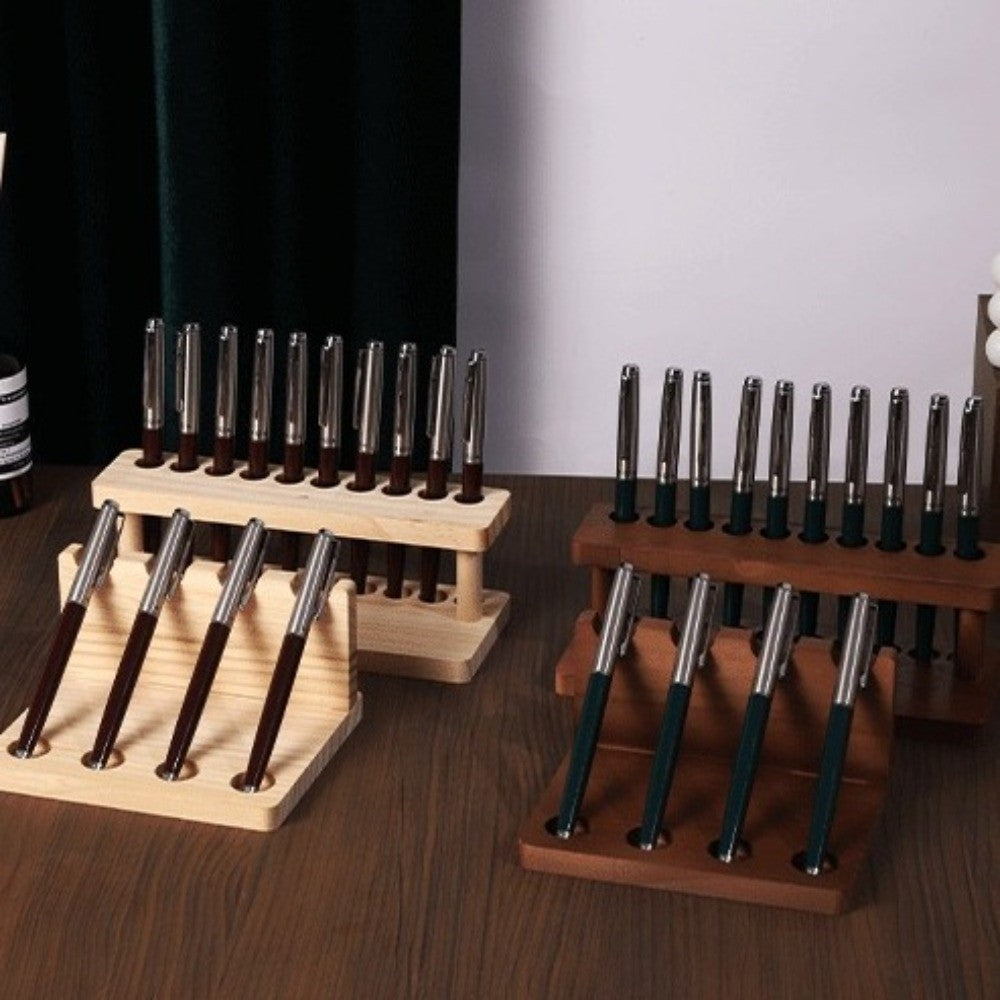 2pcs Vertical Wood Pen Holder & Phone Stand - Multifunctional Desktop Organizer with 4\u002F10 Slots Suitable for Home Office, Kitchen, Phone\u002FTablet Holder, Pen\u002FPencil Storage, Wood Desk Organizer for Smartphones