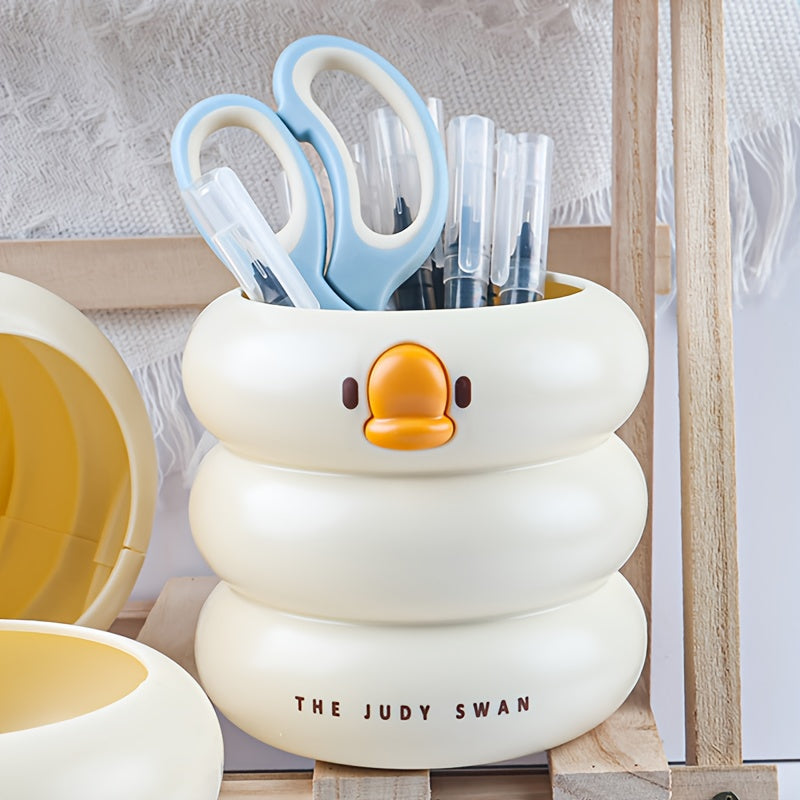 Ducky Pen Holder - Tall, With A Sleek Design, Suitable For Students. Large Capacity Cosmetic Brush Storage For The Desktop. Creative Office Decoration Piece.