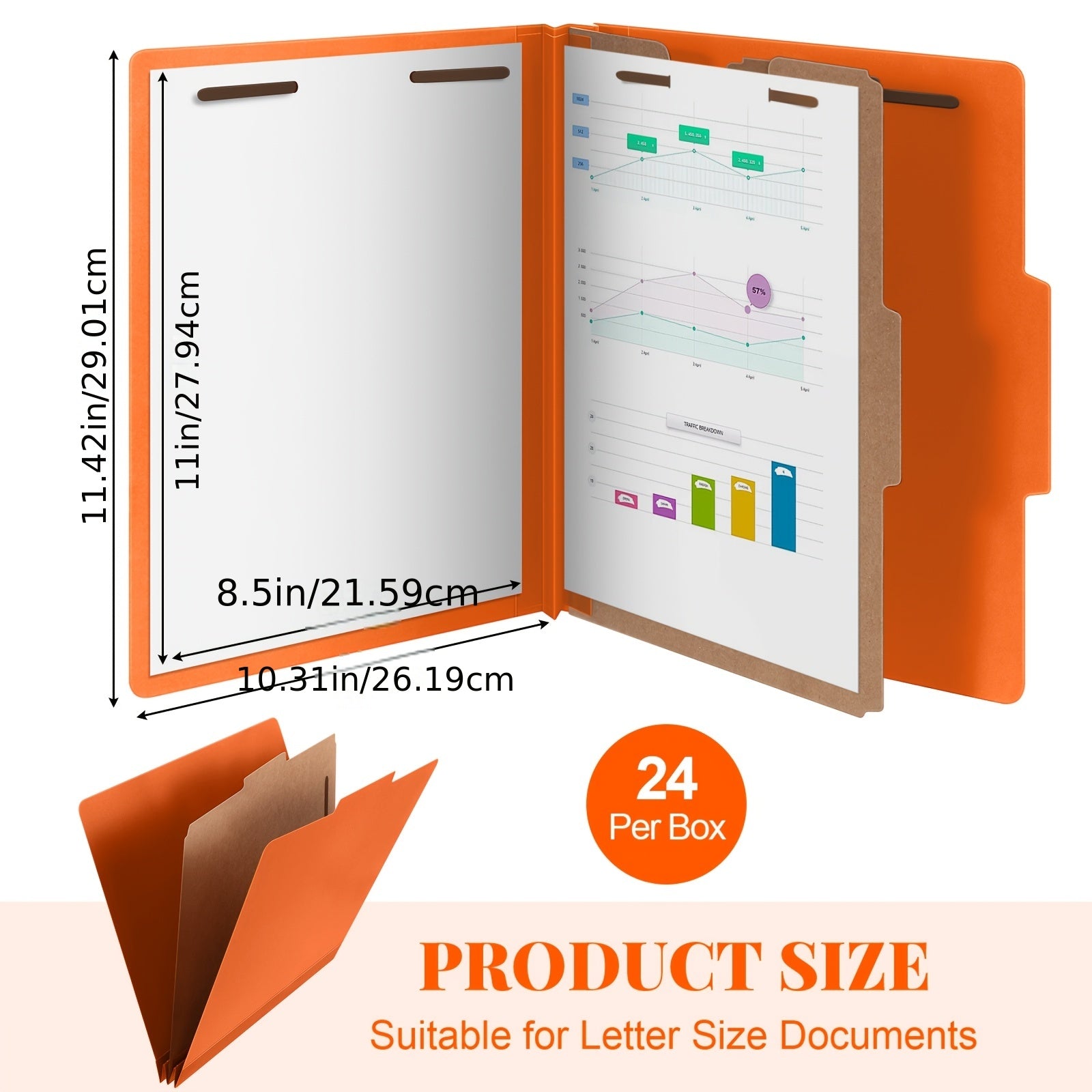 Classification Folders 24pcs Classification Folders Bulk With 1 Divider, 3.5 Inch Expansion Pressboard File Folder With 2 Prongs Fastener For Standard Medical File, Letter Size Document ReportEaster Mother's Day Party Gift