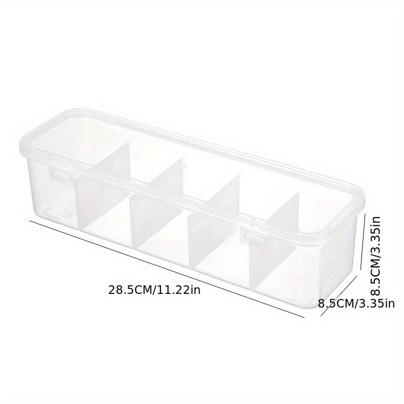 2pcs\u002F4pcs Clear Plastic Storage Boxes with 5 Compartments - Large Capacity Portable Organizer for Cables, Batteries, Office & Home - Durable Transparent Design for School, Desk, Shelves