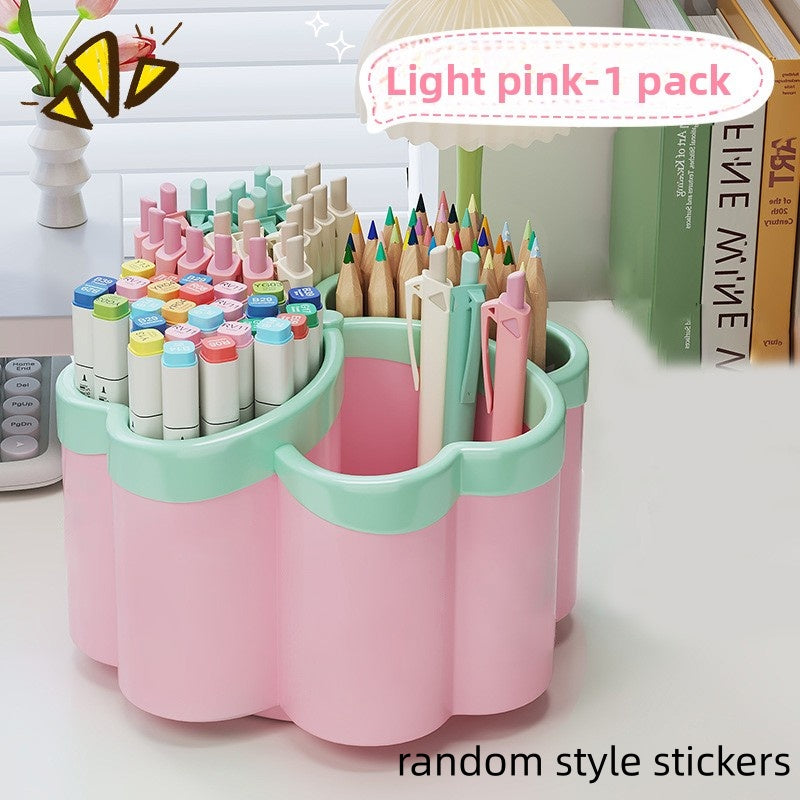 360° Rotating Desktop Organizer with 4-Tier Storage - Heavy-Duty PP Plastic, Space-Saving Design, 3 Colors (GreenPurple) - for Office, School, Home, Desk - Portable Organizer with Lids for Pens, Pencils, Makeup Brushes - Ideal for Small Spaces & Hom