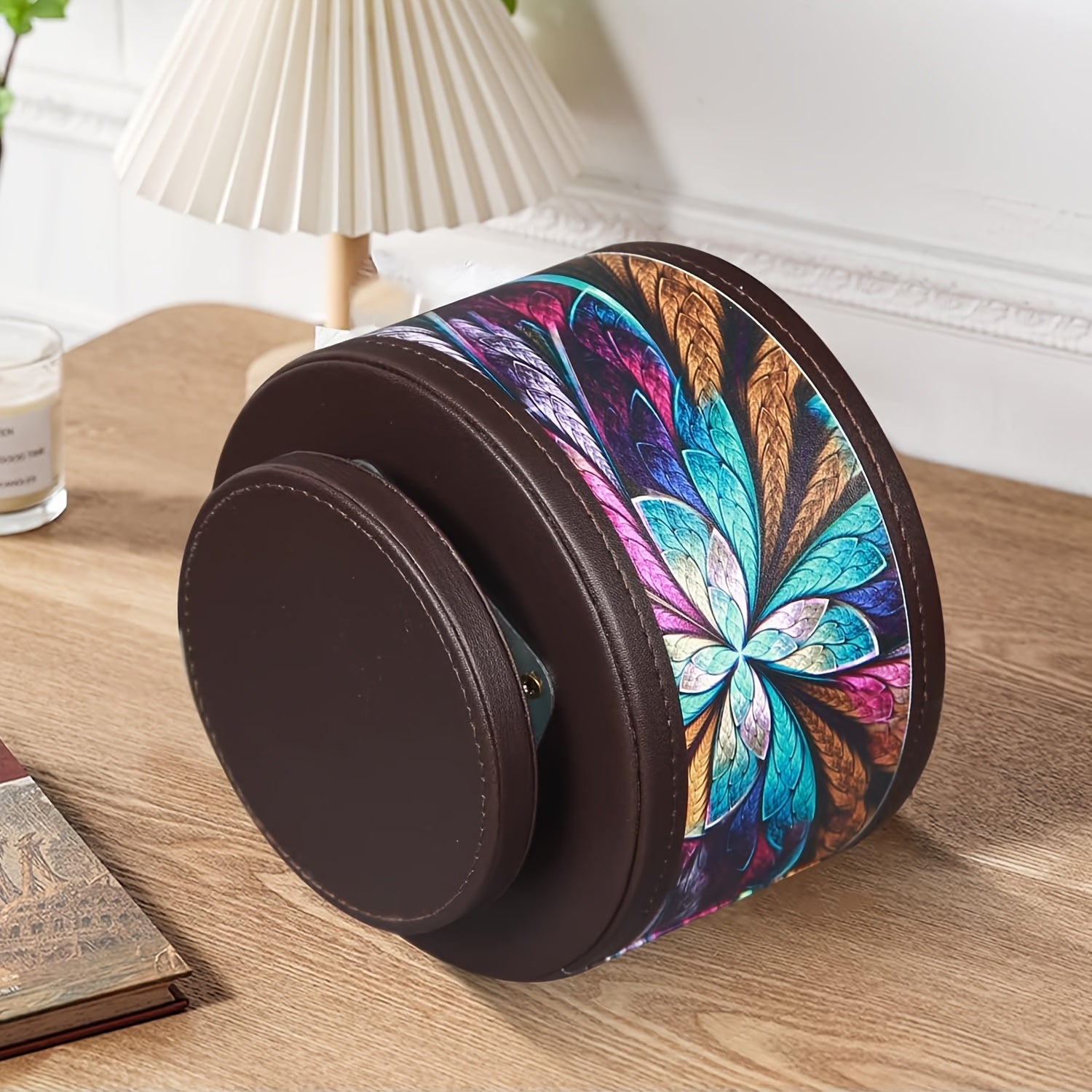 360° Swivel Pen Holder with 4 Compartments, PU Leather Versatile Desk Organizer Storage Box\u002FRemote Control Holder\u002FPencil Case for Art Supplies, Remotes, Glasses, Office Supplies and Accessories, etc.