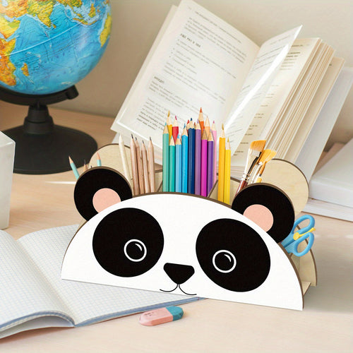 1pc of Adorable Panda-Shaped Wooden Pencil Organizer, Multi-Tier Desktop Storage Rack, Innovative Stationery Holder Suitable for Home And Office, Perfect for Back-To-School Gifts And Office Supplies