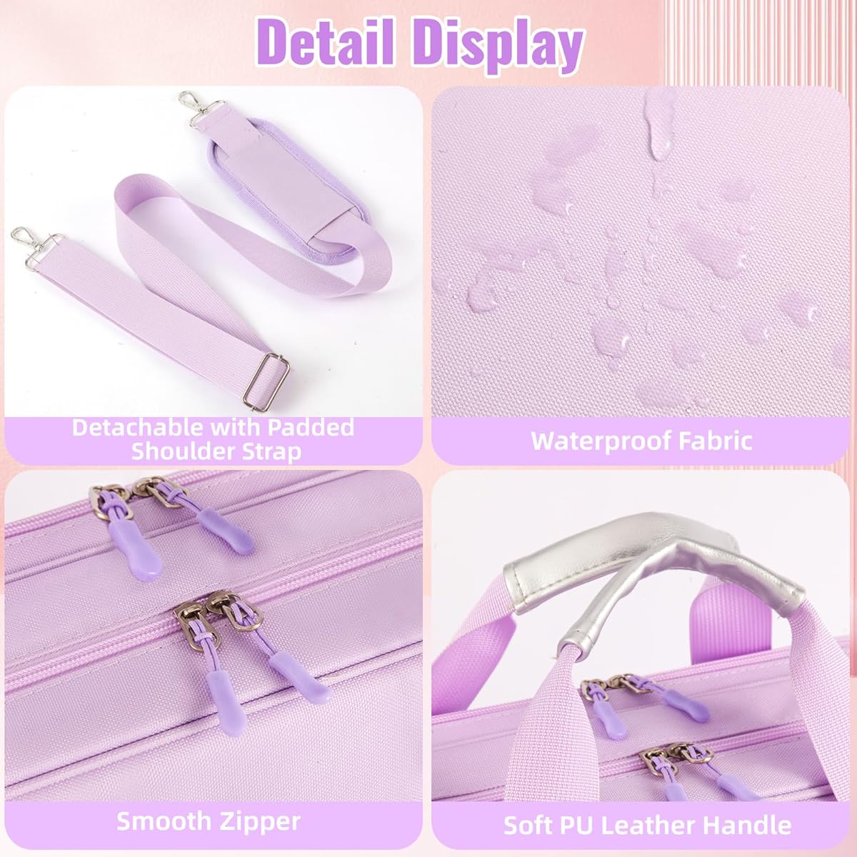 Zipper Binder 3 Ring with Shoulder Strap | 2 Inch O-Rings, 500-Sheet Capacity, Expanding File Folder & Multi-Pockets, Trapper Keeper Fits for 13 Inch Laptop, Purple