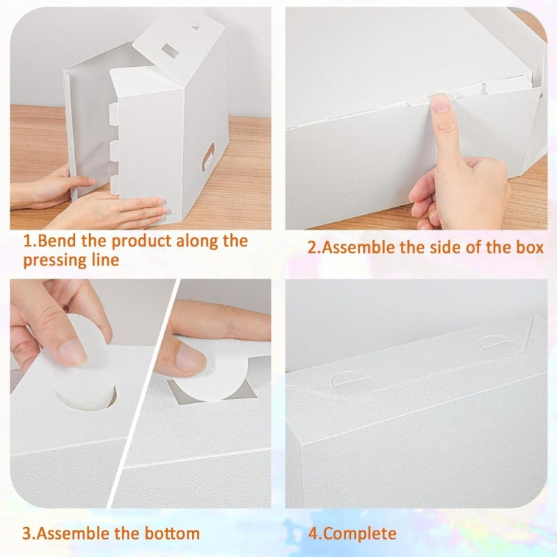 Set of Six White Plastic Boxes • with Foldable 12X12 Folders • Ideal for Organizing Scrapbooks, Crafting, Scrapbooking Storage