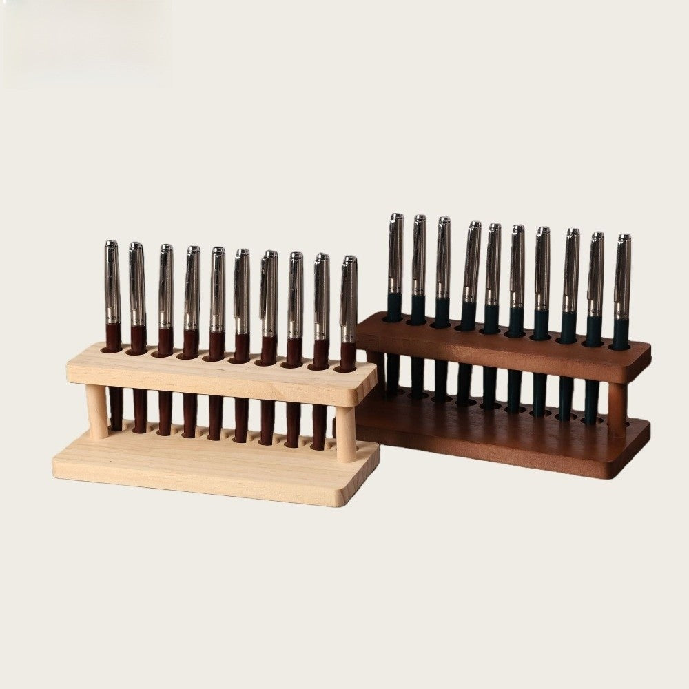 2pcs Vertical Wood Pen Holder & Phone Stand - Multifunctional Desktop Organizer with 4\u002F10 Slots Suitable for Home Office, Kitchen, Phone\u002FTablet Holder, Pen\u002FPencil Storage, Wood Desk Organizer for Smartphones