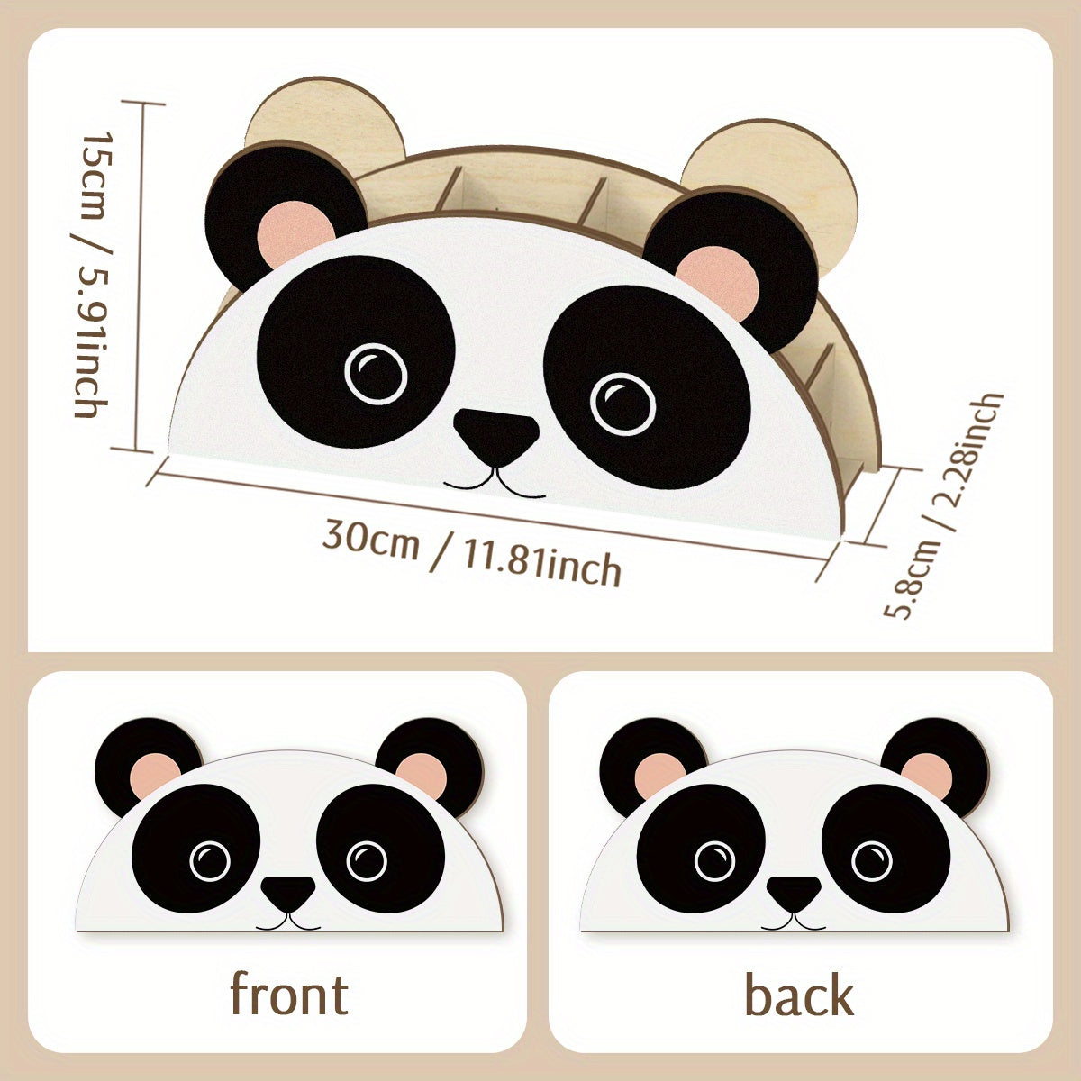 1pc of Adorable Panda-Shaped Wooden Pencil Organizer, Multi-Tier Desktop Storage Rack, Innovative Stationery Holder Suitable for Home And Office, Perfect for Back-To-School Gifts And Office Supplies