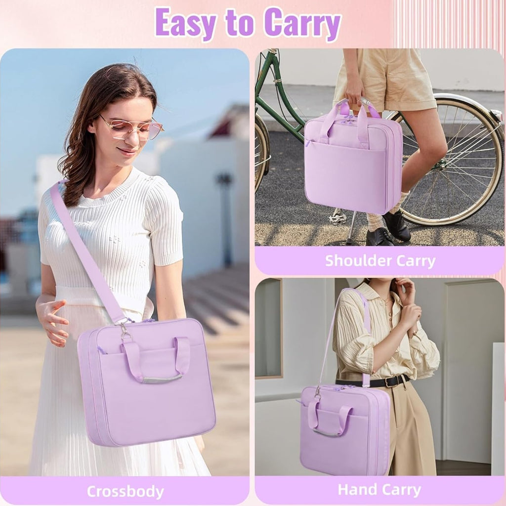 Zipper Binder 3 Ring with Shoulder Strap | 2 Inch O-Rings, 500-Sheet Capacity, Expanding File Folder & Multi-Pockets, Trapper Keeper Fits for 13 Inch Laptop, Purple