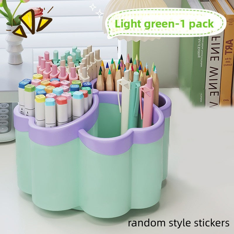 360° Rotating Desktop Organizer with 4-Tier Storage - Heavy-Duty PP Plastic, Space-Saving Design, 3 Colors (GreenPurple) - for Office, School, Home, Desk - Portable Organizer with Lids for Pens, Pencils, Makeup Brushes - Ideal for Small Spaces & Hom