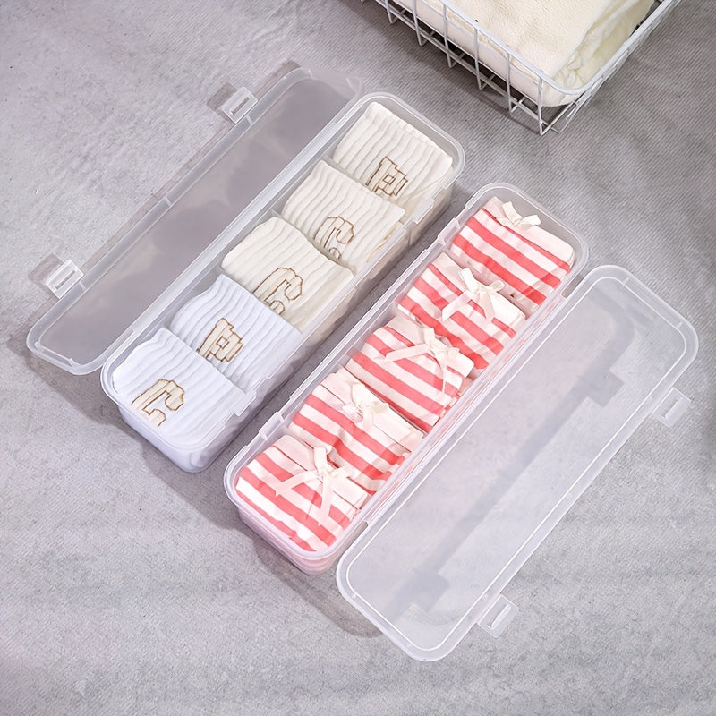 2pcs\u002F4pcs Clear Plastic Storage Boxes with 5 Compartments - Large Capacity Portable Organizer for Cables, Batteries, Office & Home - Durable Transparent Design for School, Desk, Shelves