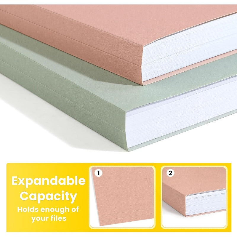 SUNEE 30-Pack Pastel Colored File Folders with Labeling Tabs - 8.5x11 Letter Size Durable PP Plastic-like Manilla Folders, 6 Soft Colors (Light, Mint Green, Pink, Lavender, ) for Home Office, School, Document Organization - Letter Size Compatible