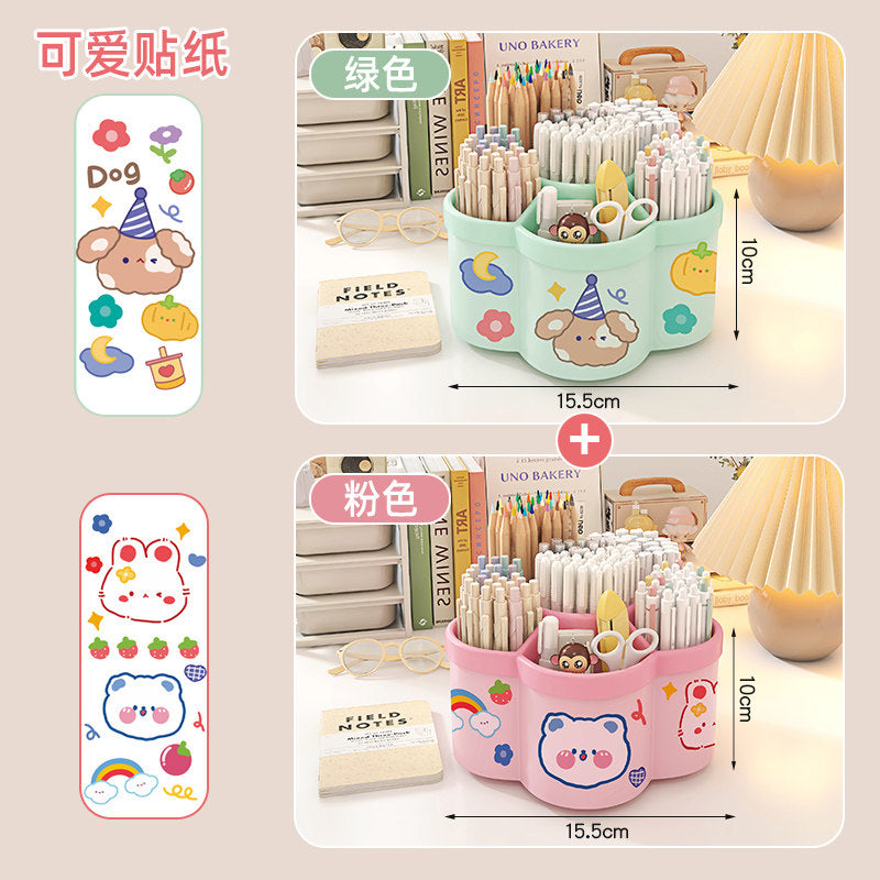 Multifunctional Rotating Pen Organizer with Ample Space for Books, This Desktop Stationery Storage Box Serves As a Pen Bucket And Holder, Featuring a High-Value Aesthetic