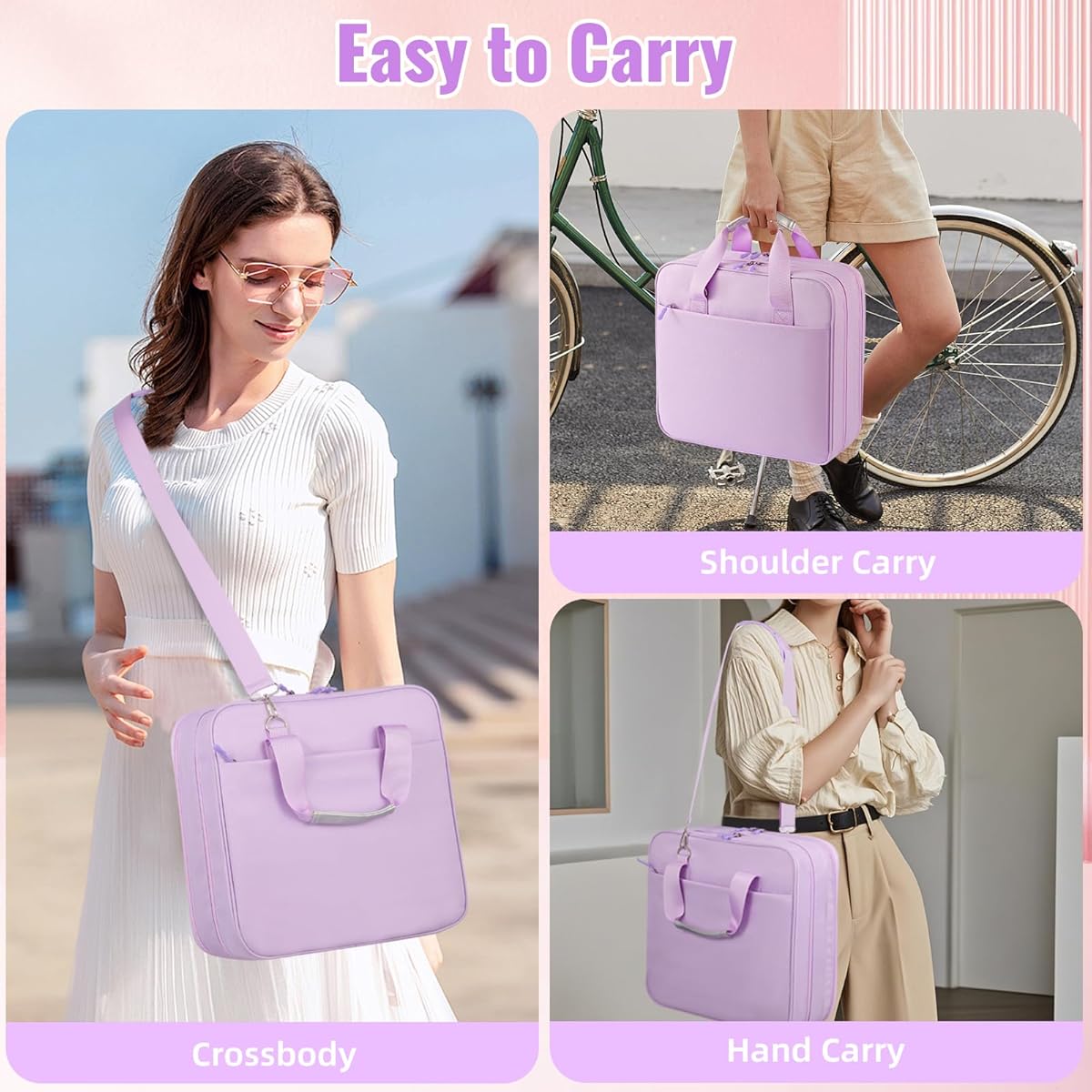 Zipper Binder 3 Ring with Shoulder Strap | 2 Inch O-Rings, 500-Sheet Capacity, Expanding File Folder & Multi-Pockets, Trapper Keeper Fits for 13 Inch Laptop, Purple