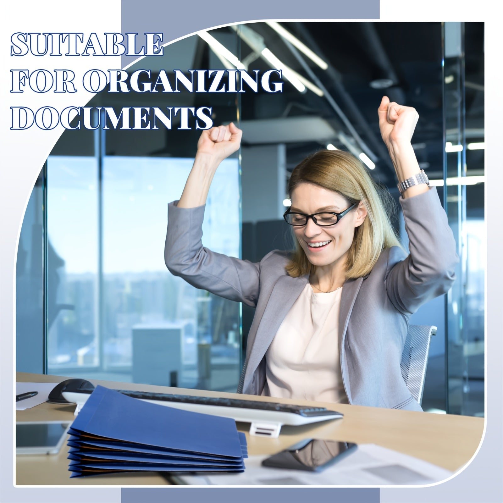 24pcs Classification Folders Bulk 1 Divider File Folder with Fastener 2 Prongs Pressboard Employee Folder with 3.5 Inch Expansion for Standard Medical File, Document, Office Report (Dark Blue)