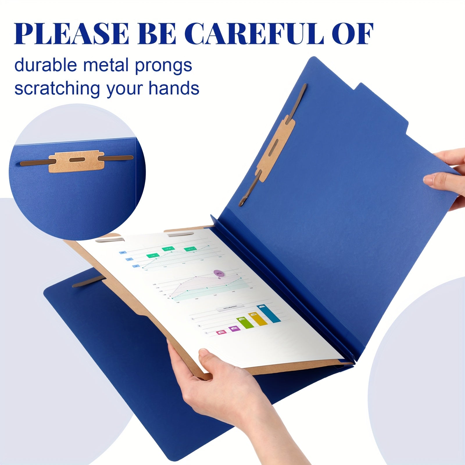 24pcs Classification Folders Bulk 1 Divider File Folder with Fastener 2 Prongs Pressboard Employee Folder with 3.5 Inch Expansion for Standard Medical File, Document, Office Report (Dark Blue)