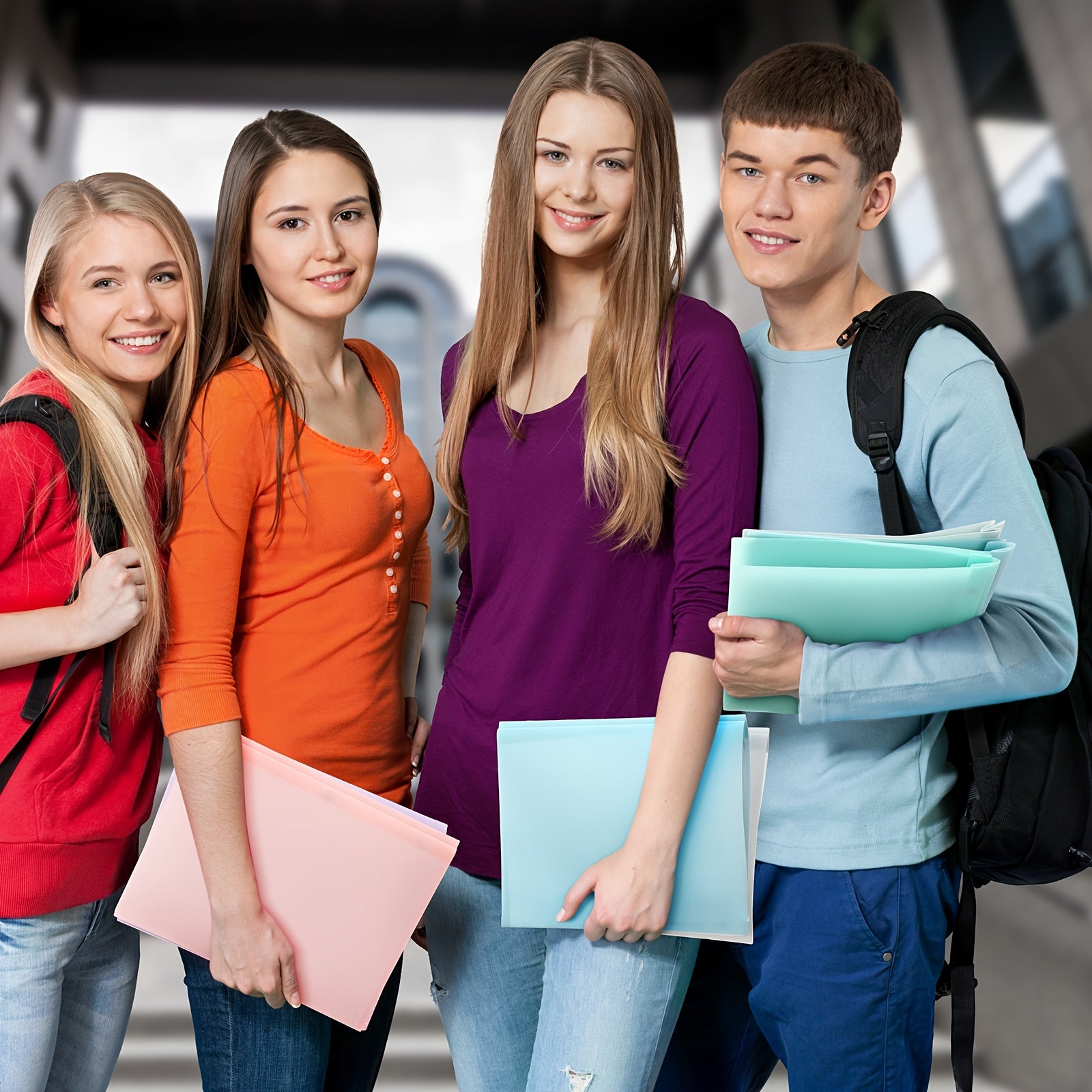 48pcs Heavy-Duty Plastic Binder Folders with Fastener Pockets & 3-Prong Binding System - Pastel Colors (,,,,,,,,) for, Office Organization, Ring Binders