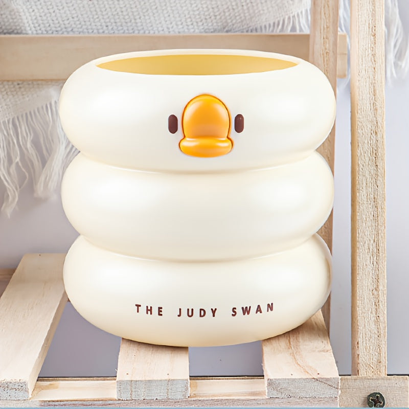 Ducky Pen Holder - Tall, With A Sleek Design, Suitable For Students. Large Capacity Cosmetic Brush Storage For The Desktop. Creative Office Decoration Piece.
